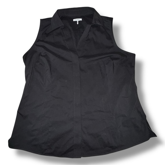 FOXCROFT Taylor Non-Iron Sleeveless Collar Button Down Shirt - Black 16 - Picture 6 of 16